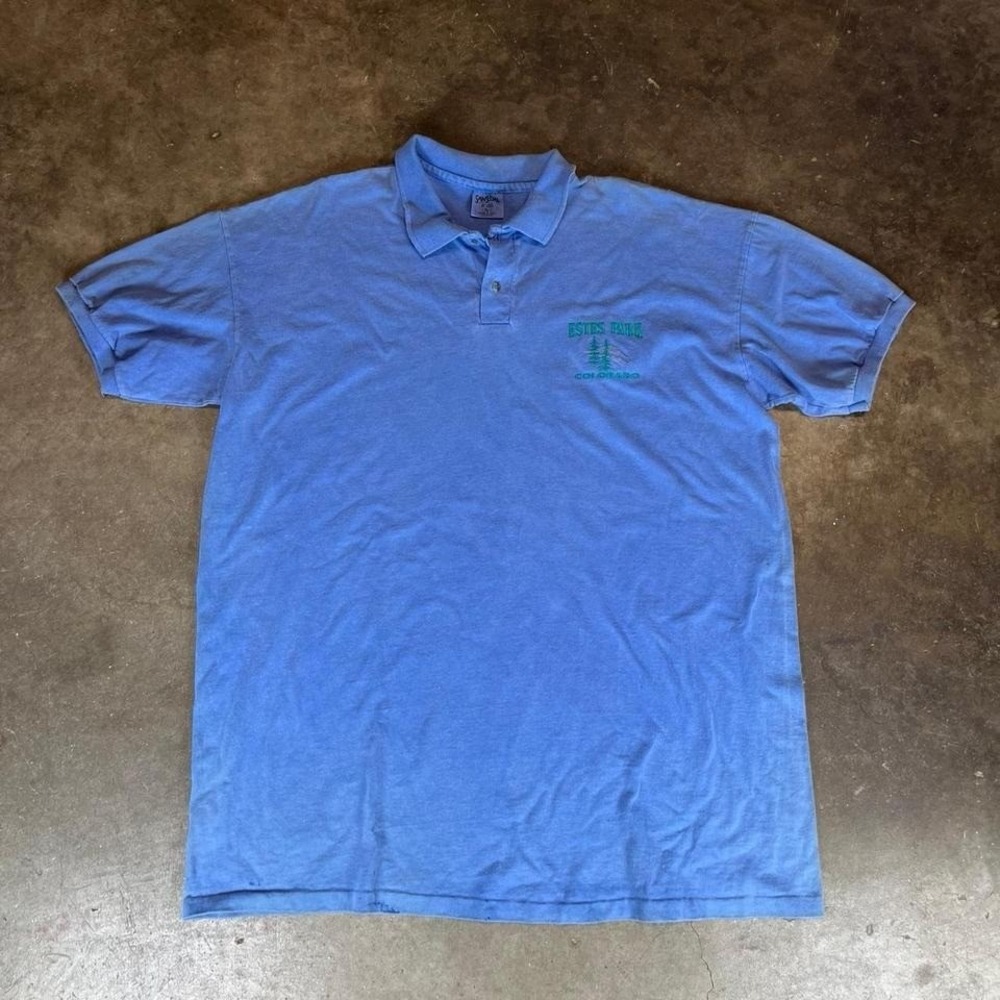 Vintage 90s single stitch Colorado Blue polo shirt with embroidery Men Size XL